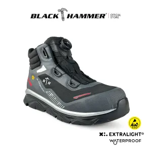 BLACK HAMMER Pro Series Men Mid Cut Waterproof ESD Extralight Safety Shoe BHS-22004