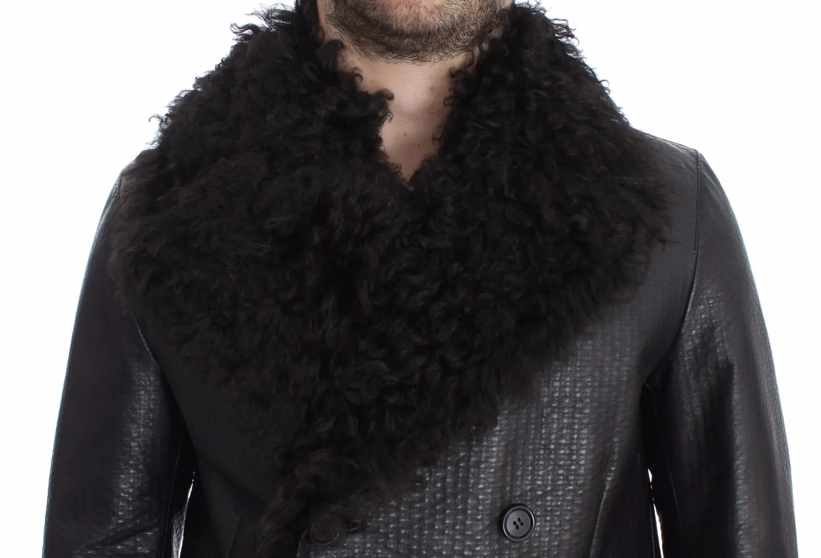 Black Lambskin Leather Jacket Trenchcoat
