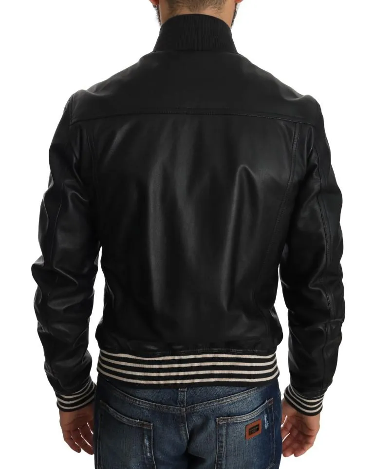 Black Leather Lambskin Zipper Coat Jacket