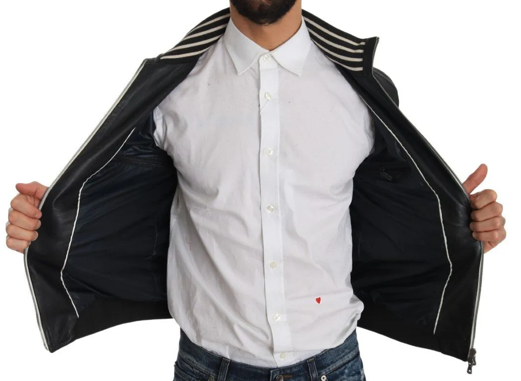 Black Leather Lambskin Zipper Coat Jacket
