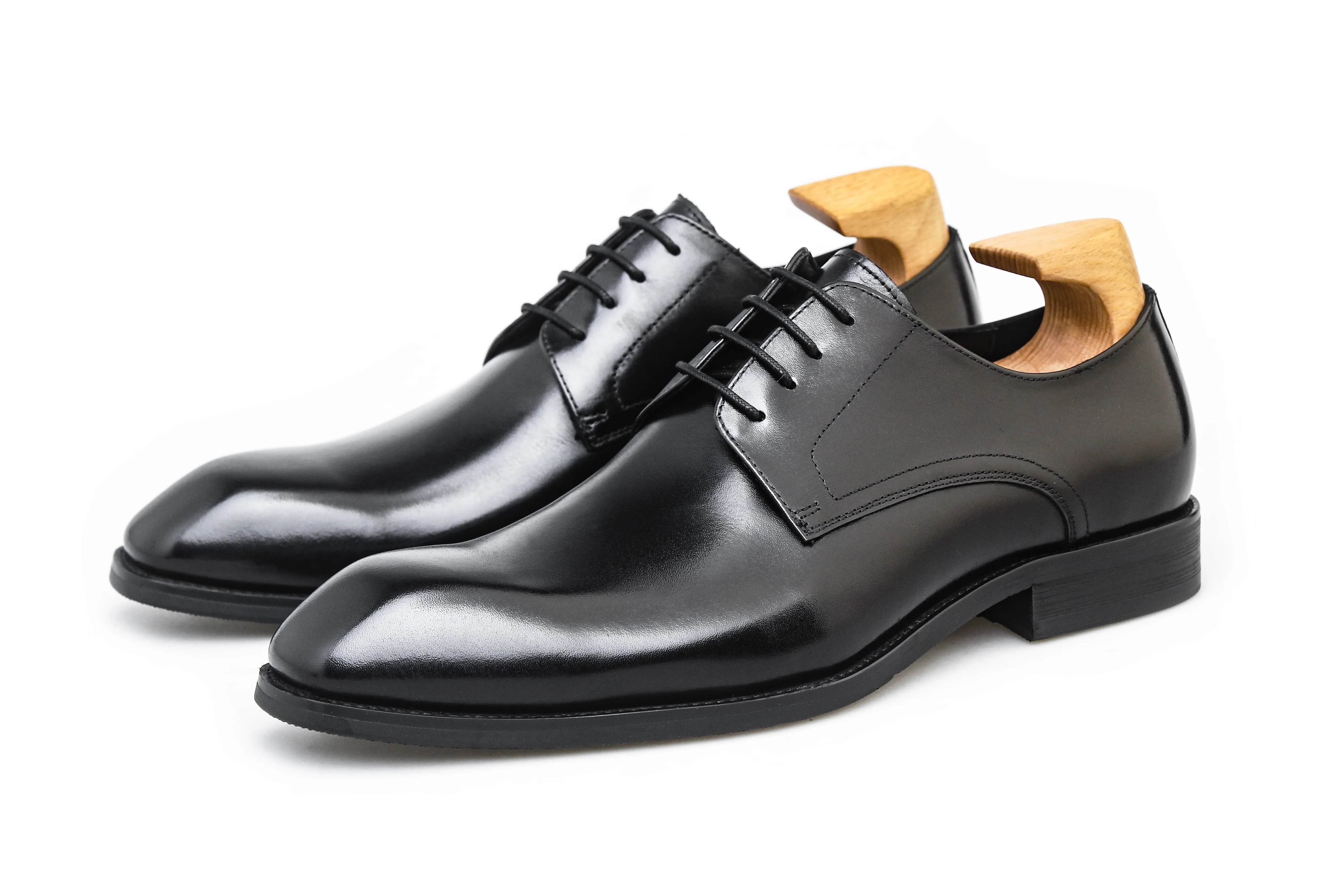 Black Leather Men's Derby Shoes