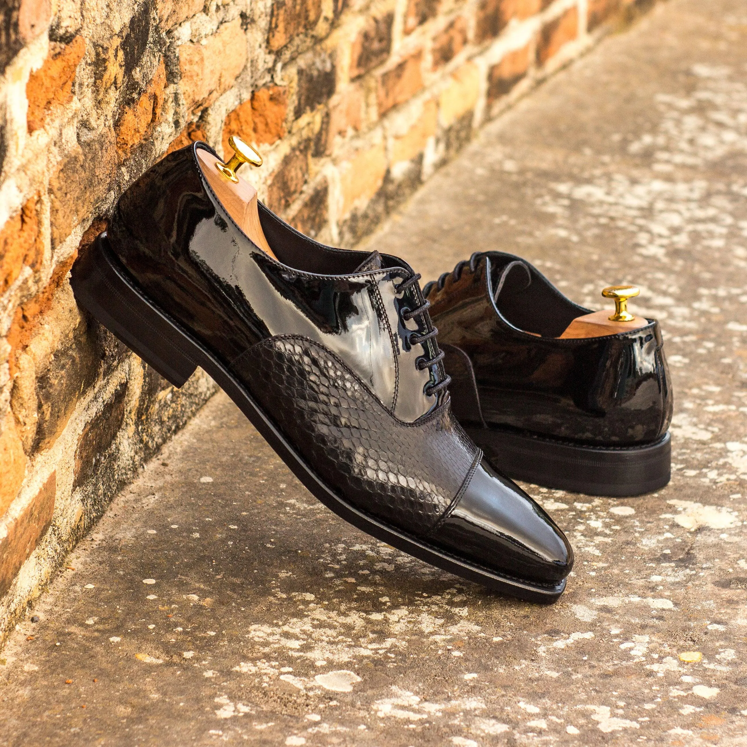 Black Patent & Python Oxford Shoes