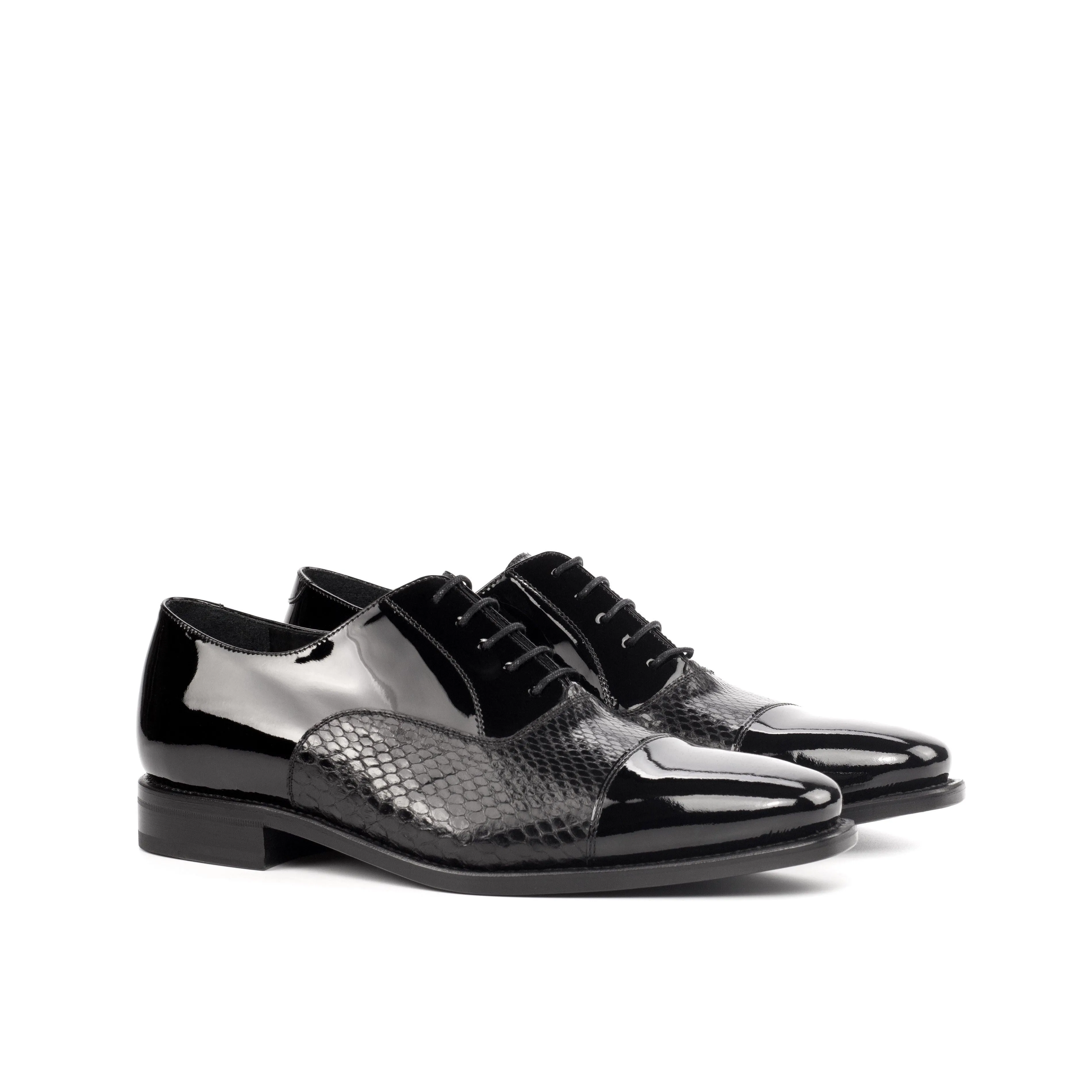 Black Patent & Python Oxford Shoes