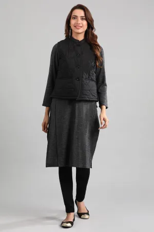 Black Yarn-dyed Quilted Jacket