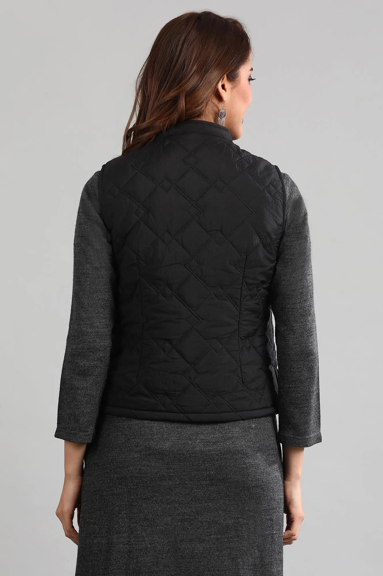 Black Yarn-dyed Quilted Jacket
