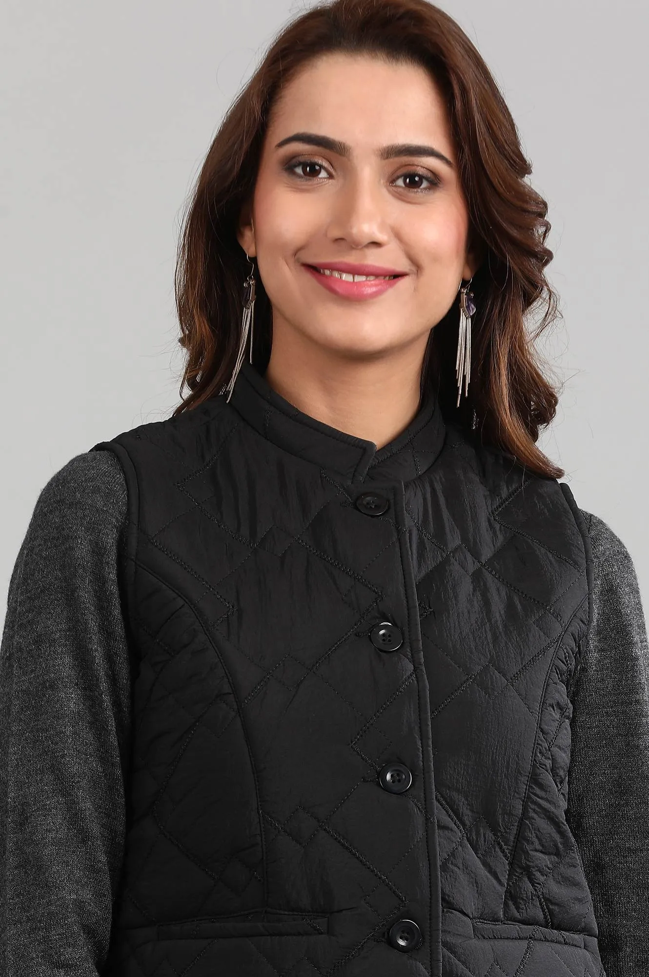 Black Yarn-dyed Quilted Jacket