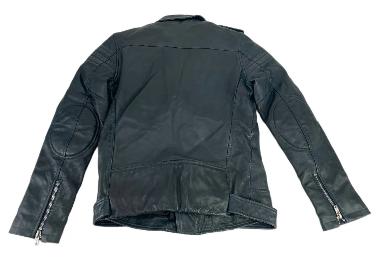 BLK DNM Men's Emerald Blue Moto Leather Jacket 8 NWT