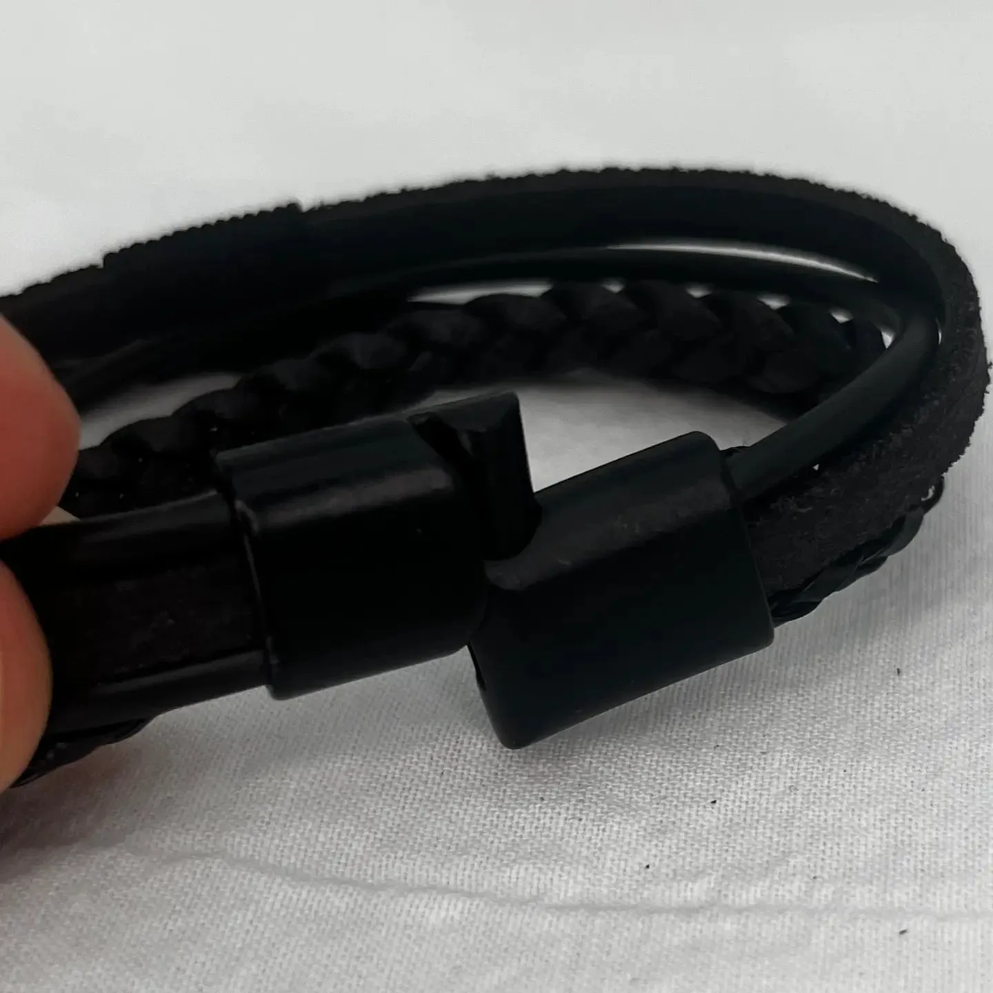Blue and Green Natural Stone Leather Bracelet for Men: Bold 
