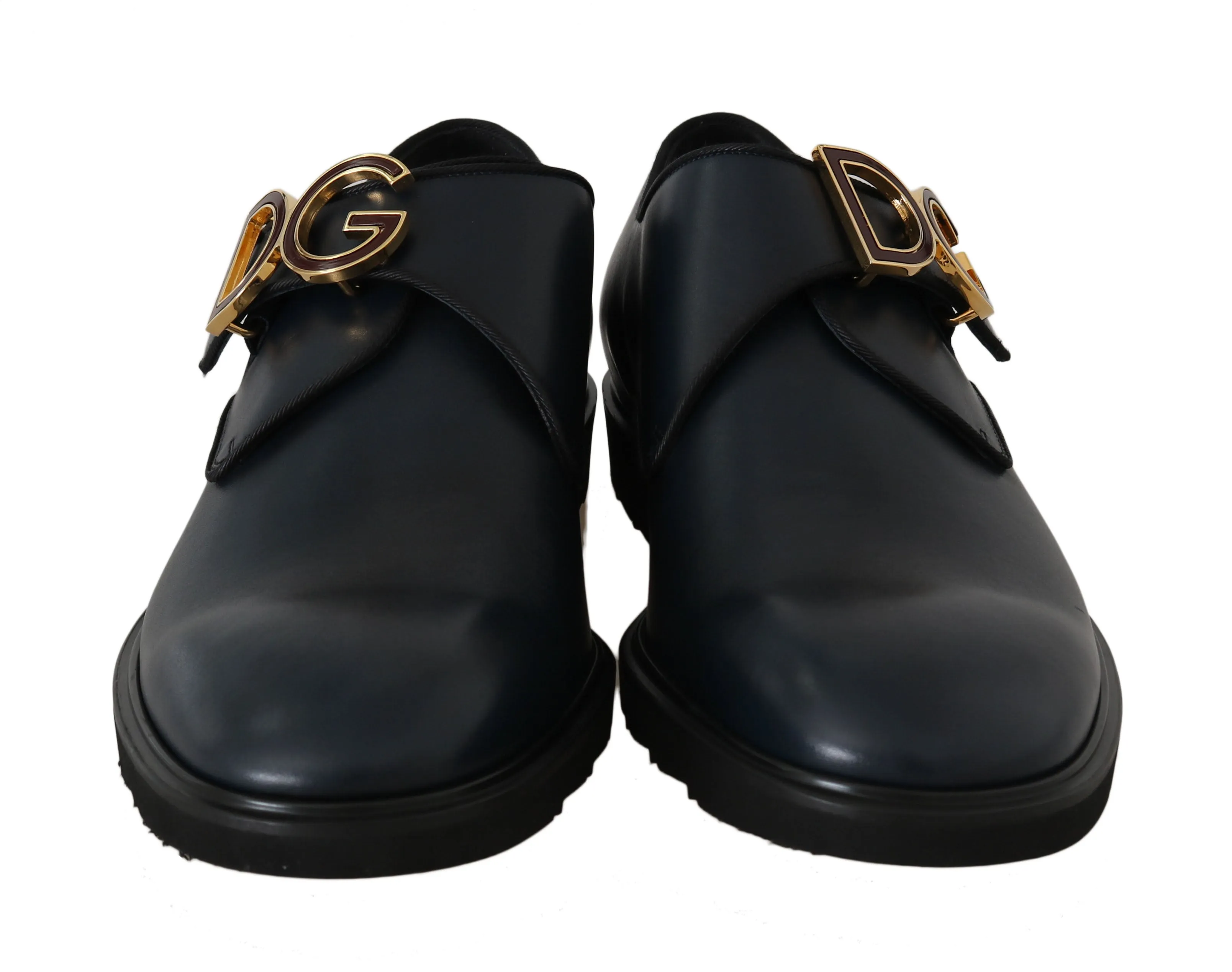 Blue Leather Derby Dress Monkstrap Shoes