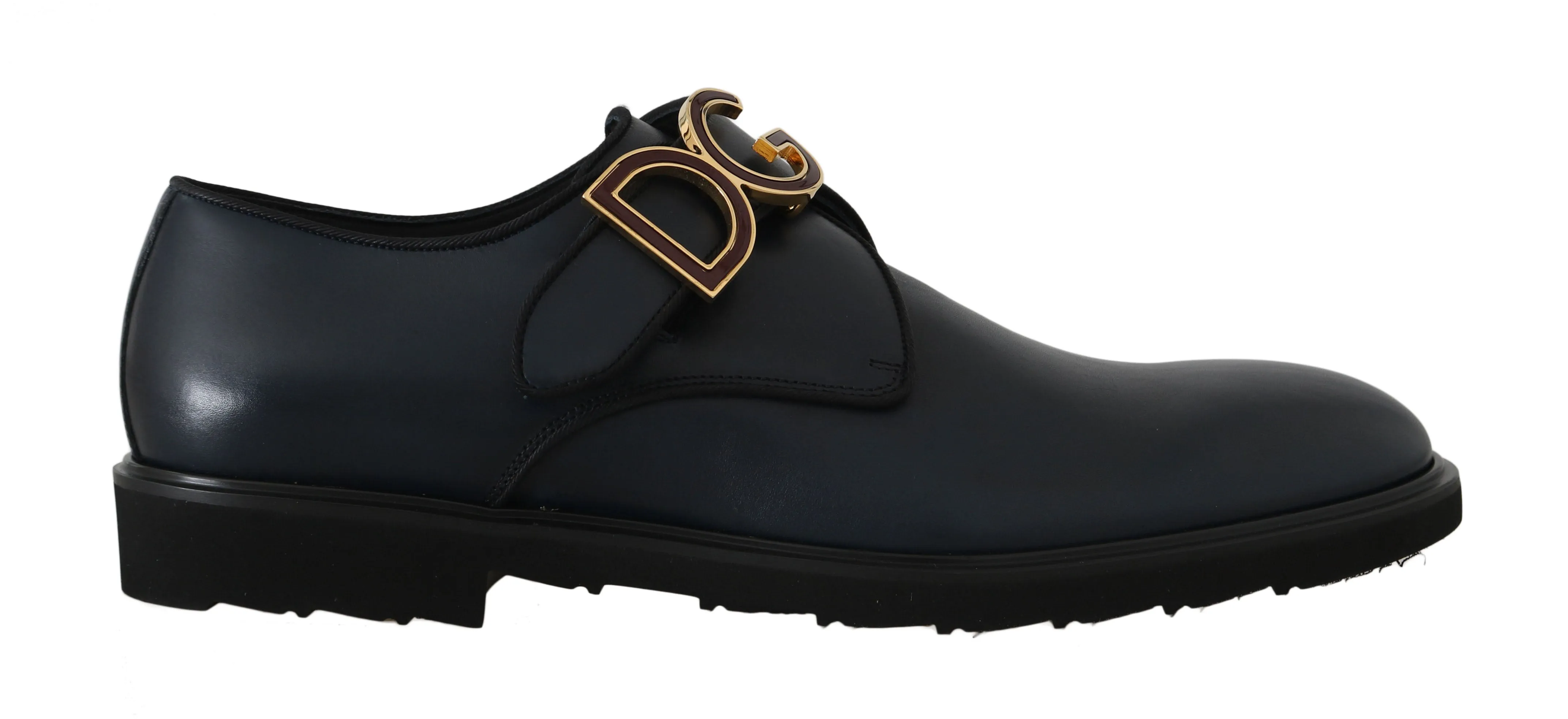 Blue Leather Derby Dress Monkstrap Shoes