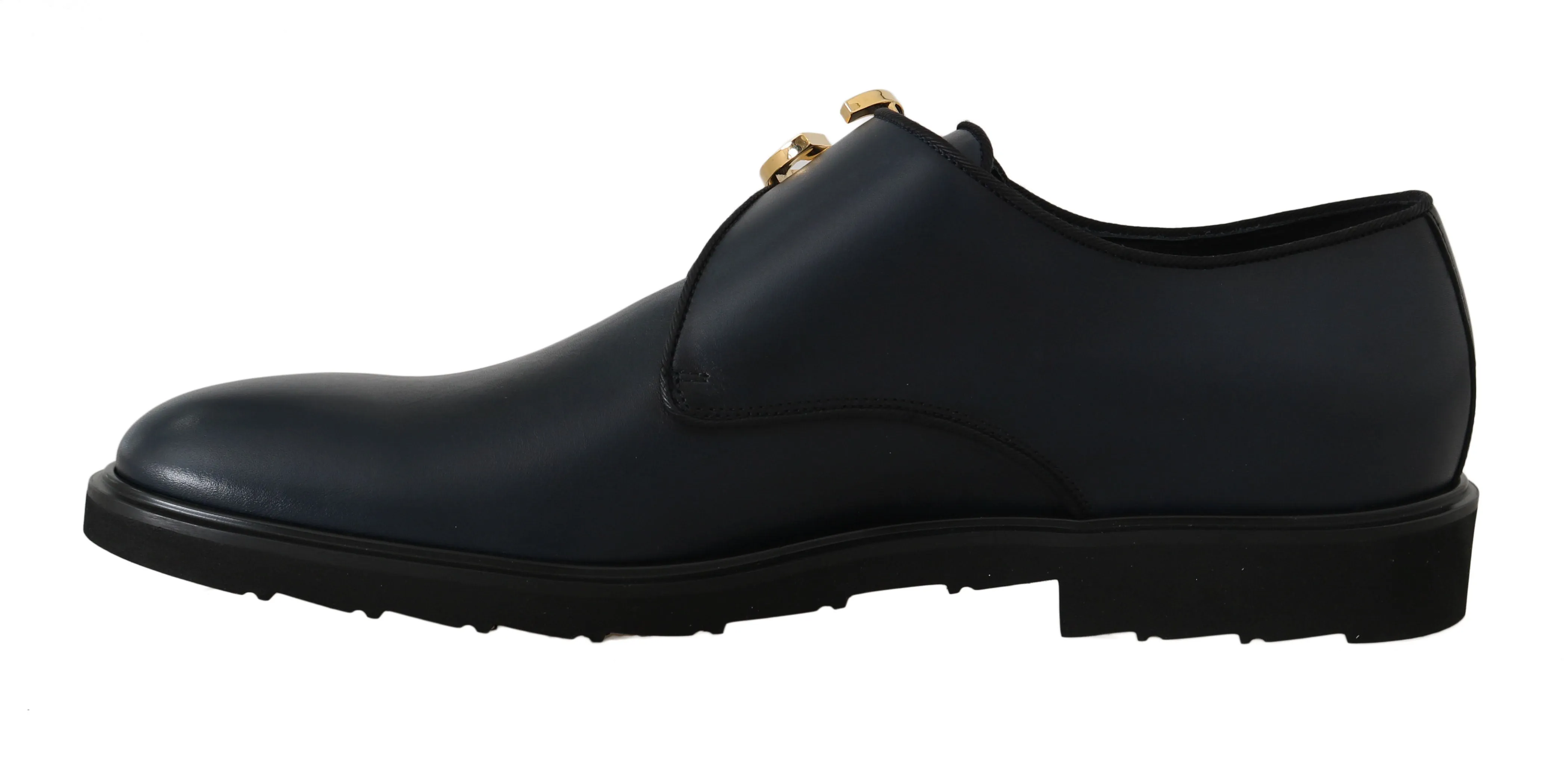 Blue Leather Derby Dress Monkstrap Shoes