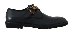 Blue Leather Derby Dress Monkstrap Shoes