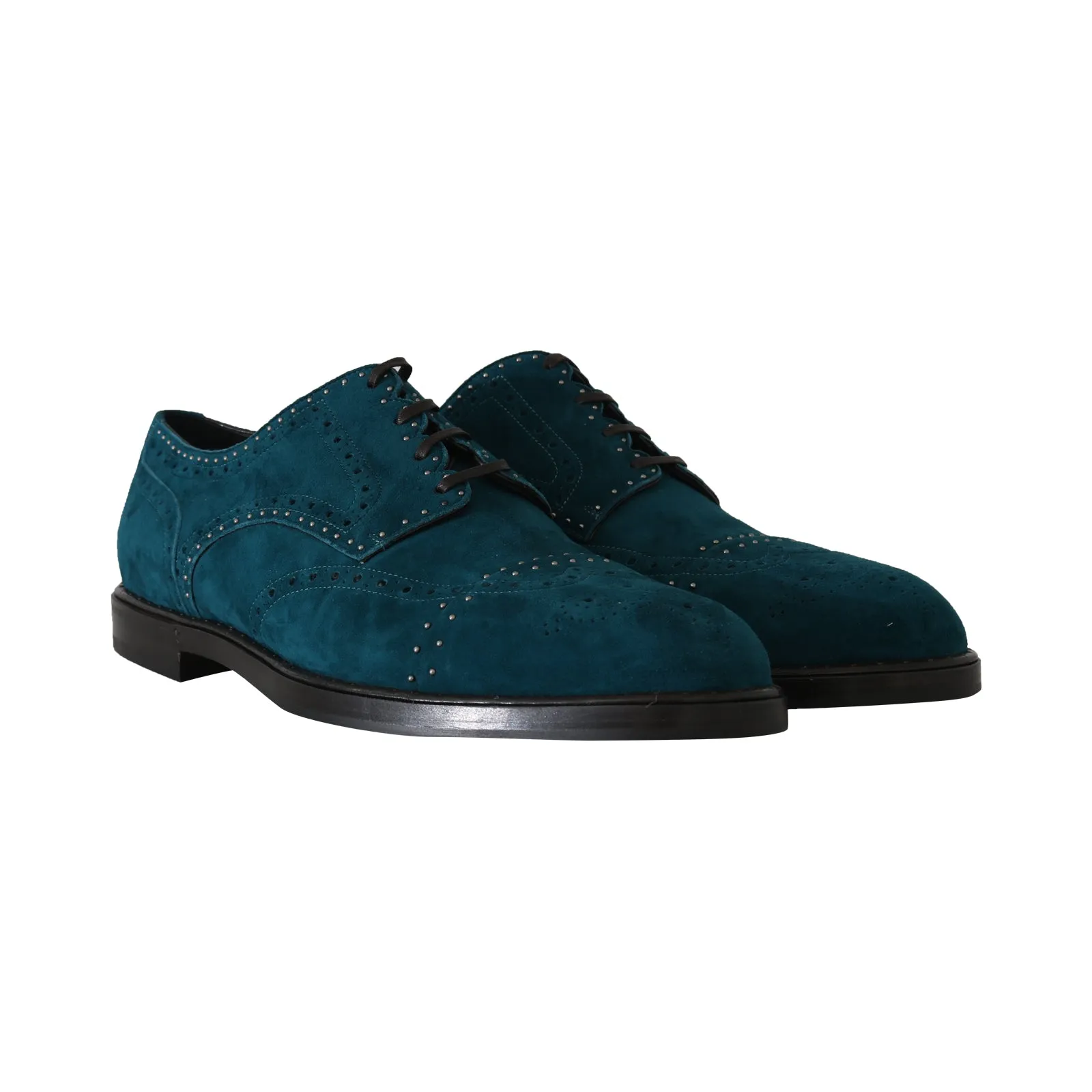 Blue Leather Derby Dress Wingtip Shoes