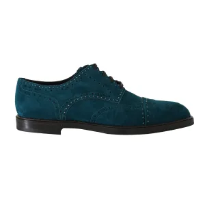 Blue Leather Derby Dress Wingtip Shoes