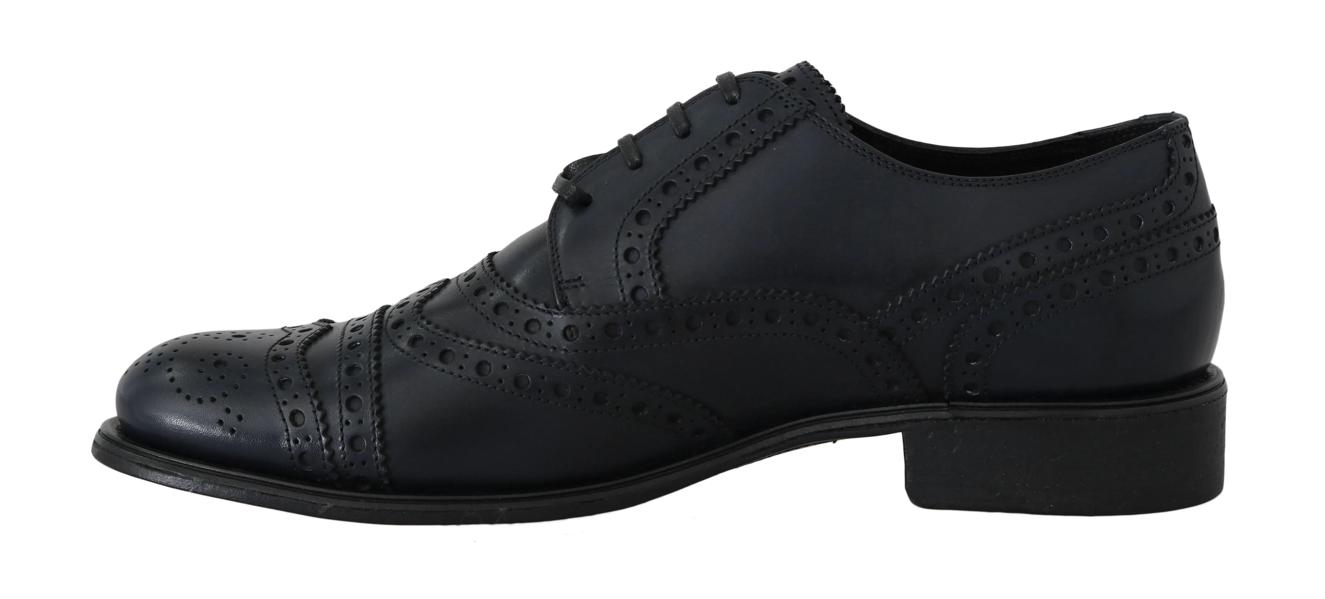 Blue Leather Wingtip Derby Formal Dress Shoes