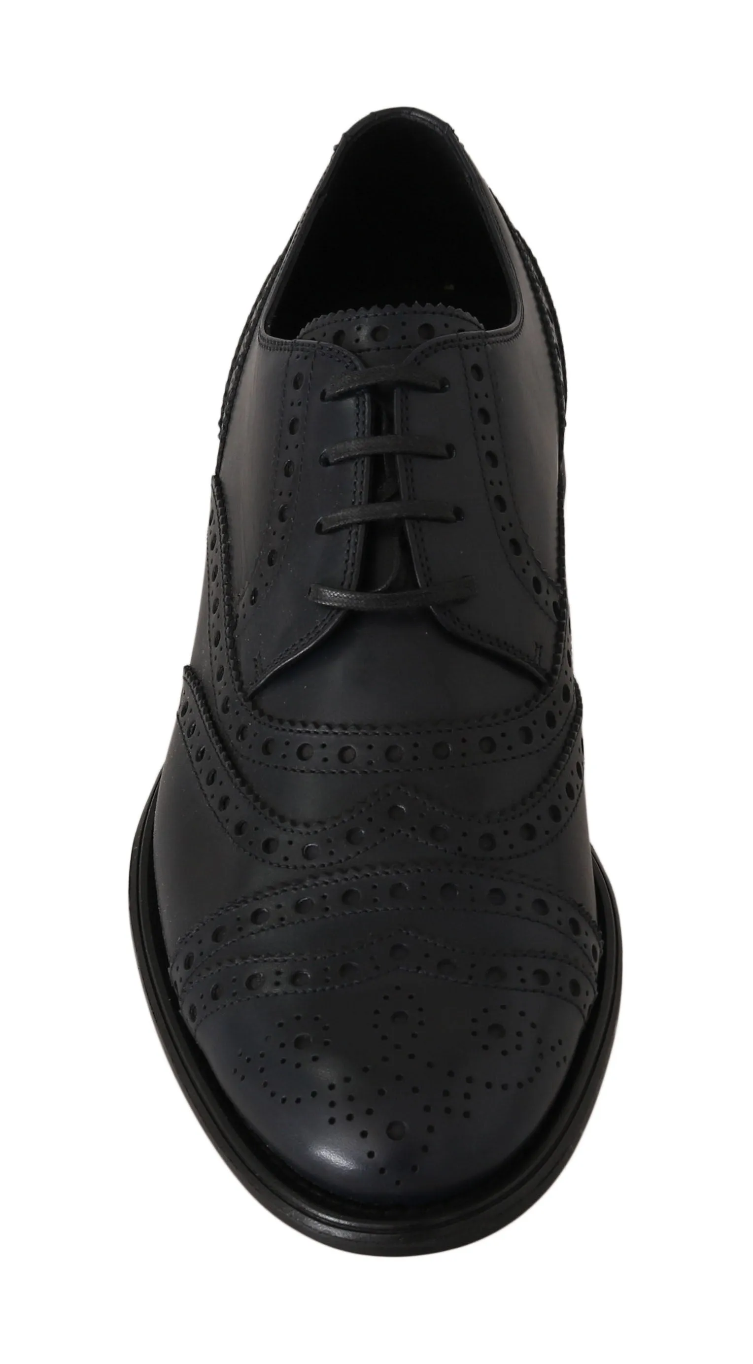 Blue Leather Wingtip Derby Formal Dress Shoes