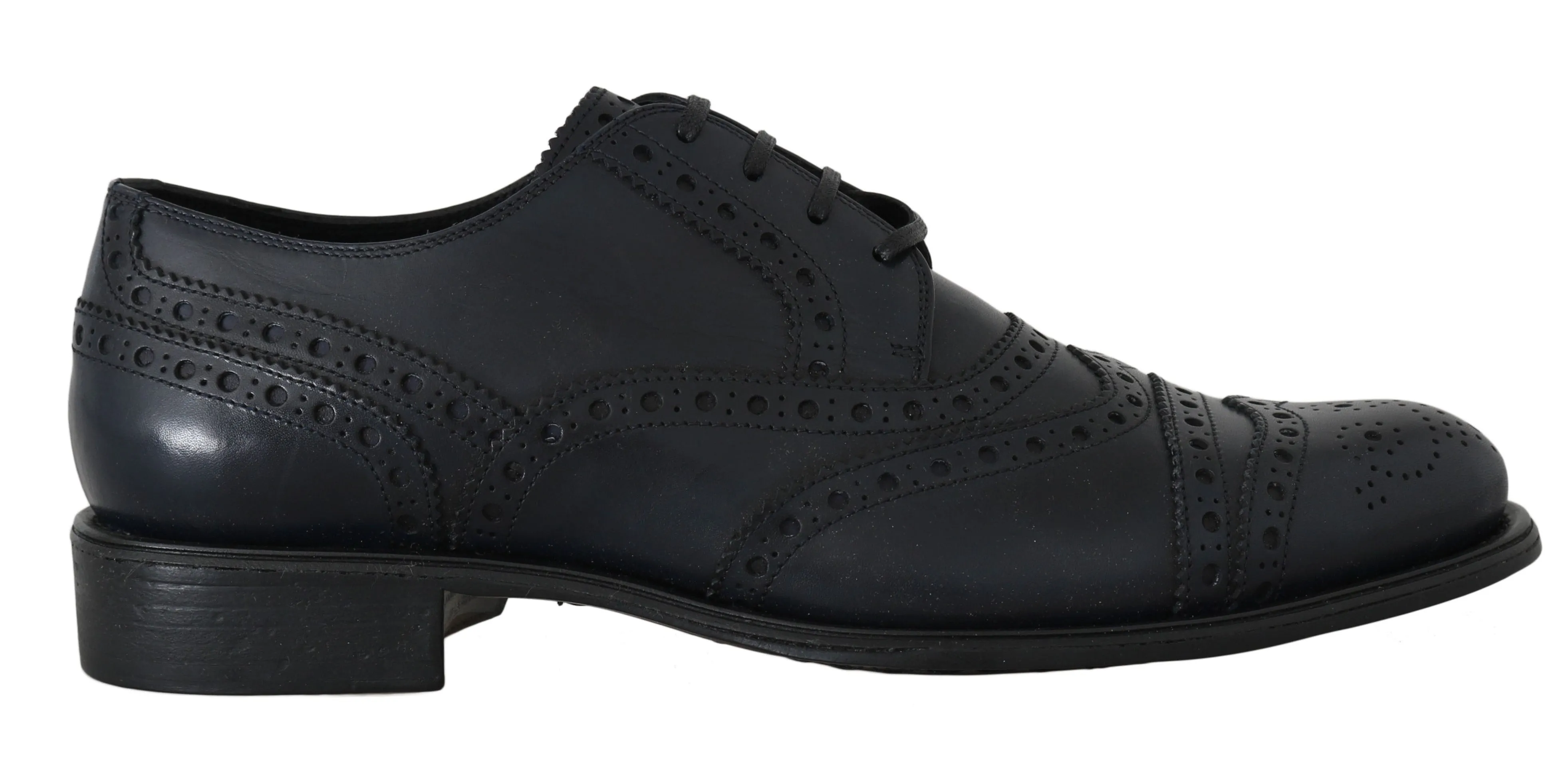 Blue Leather Wingtip Derby Formal Dress Shoes