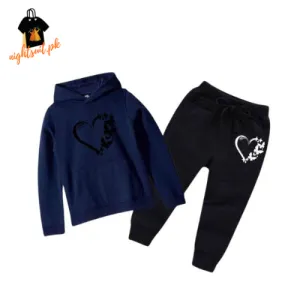Blue Love Butterfly Printed Kids Hoodie Set