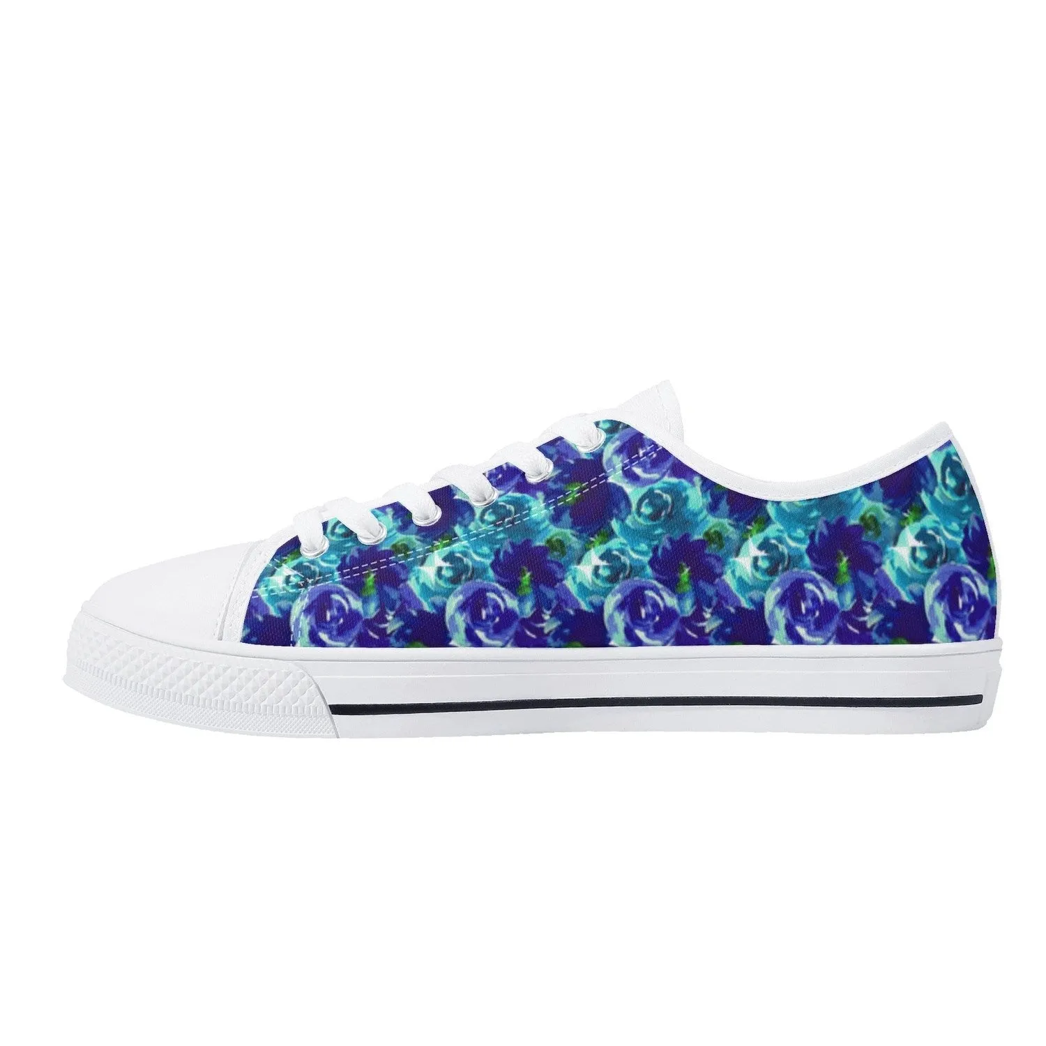 Blue Roses Womens Low Top Canvas Shoes