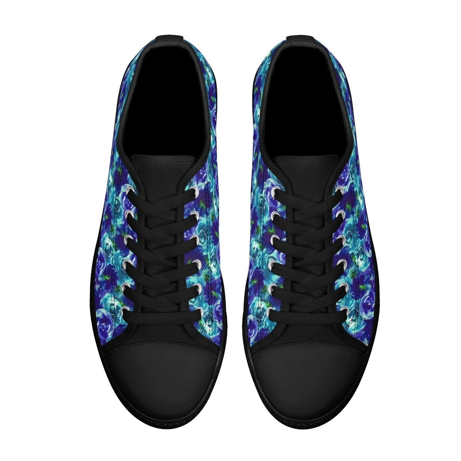 Blue Roses Womens Low Top Canvas Shoes