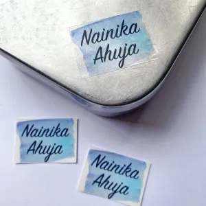Blue Watercolour Transparent Labels