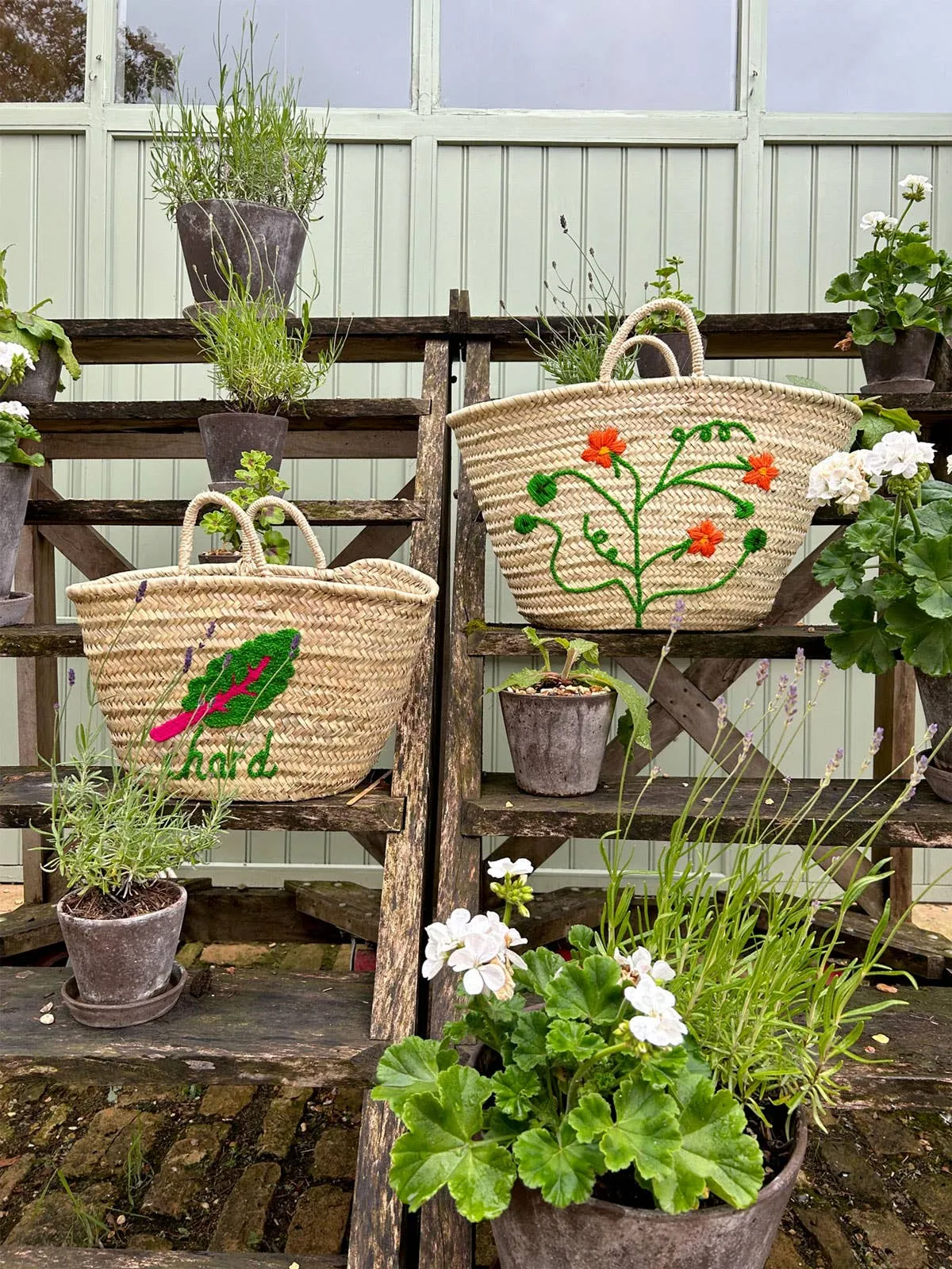 Bohemia Design - Hand Embroidered Market Basket, Nasturtium