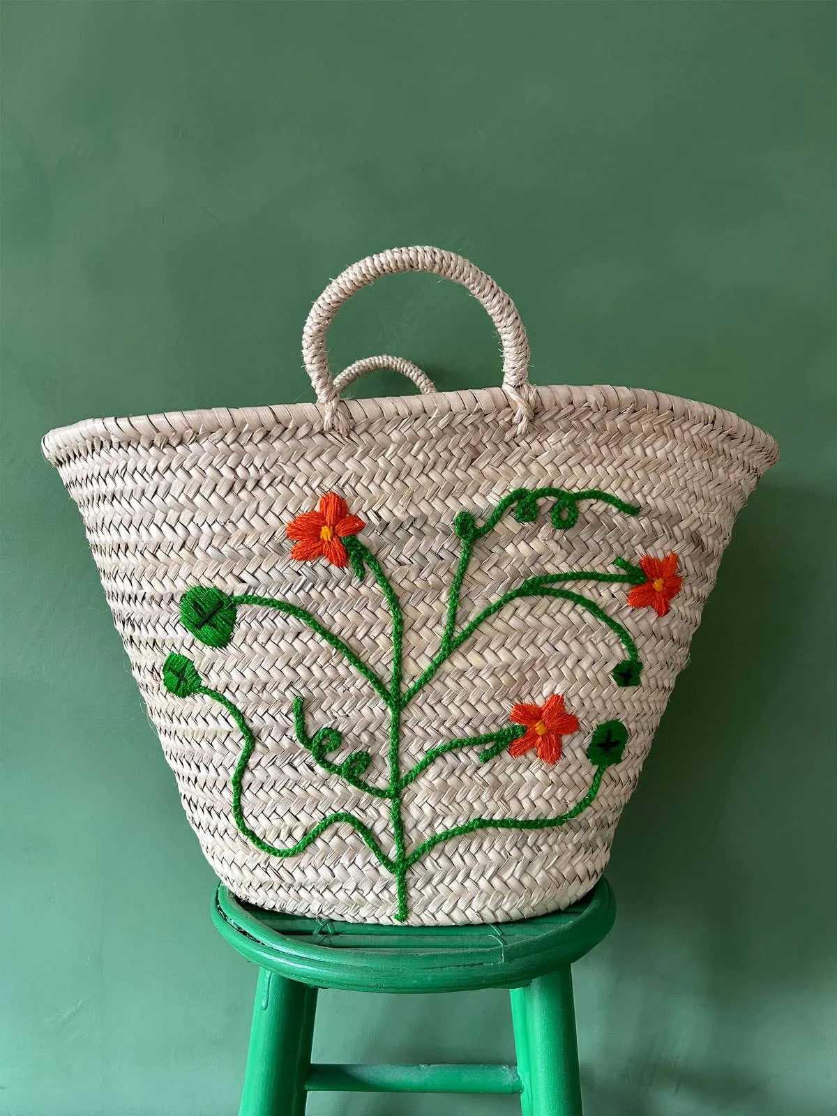 Bohemia Design - Hand Embroidered Market Basket, Nasturtium