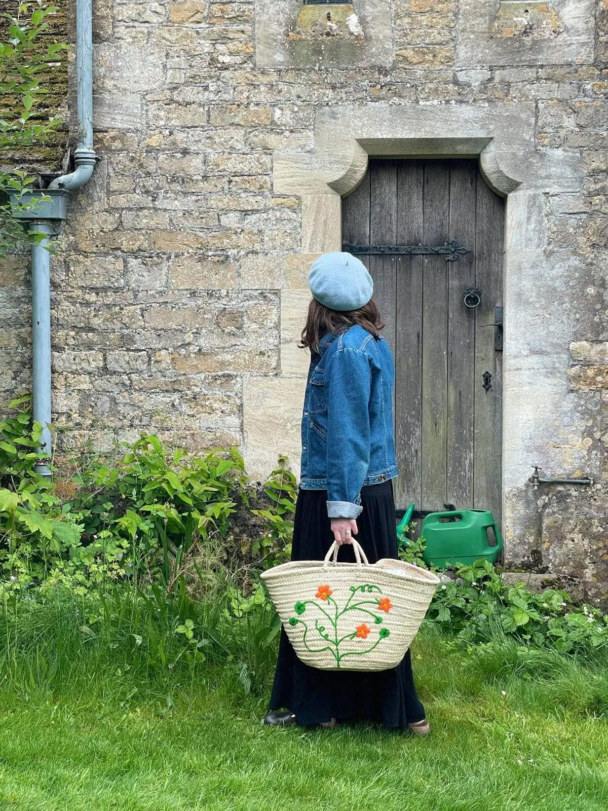 Bohemia Design - Hand Embroidered Market Basket, Nasturtium