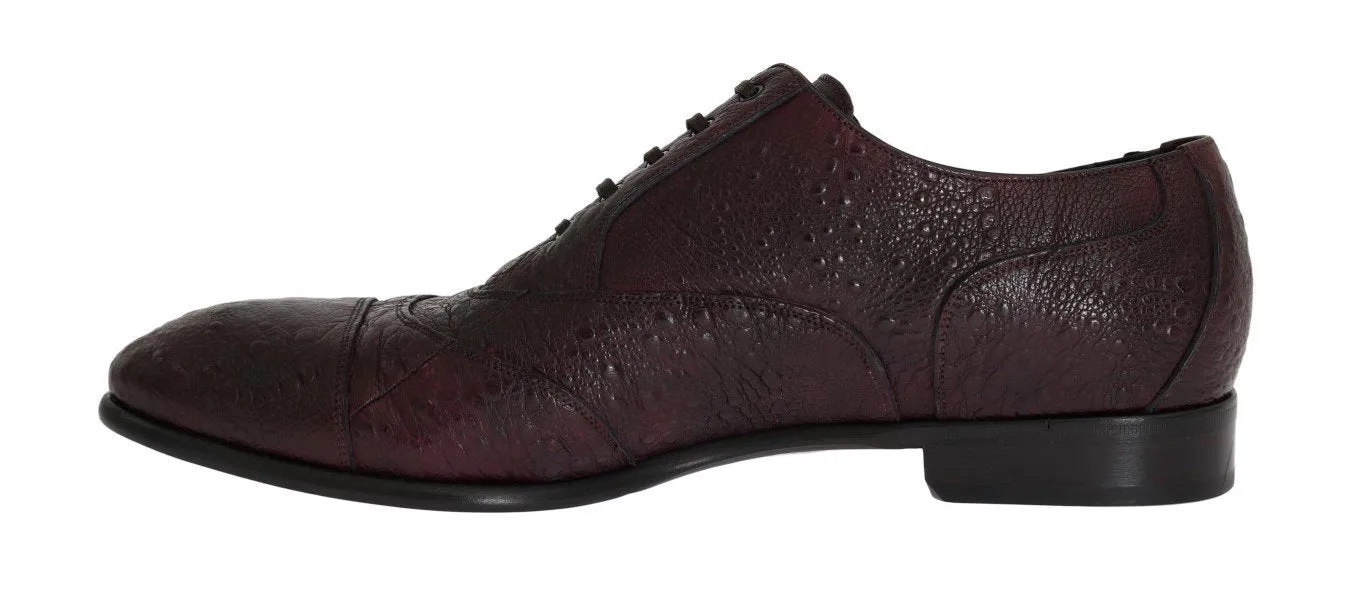 Bordeaux Frog Skin Leather Derby Shoes