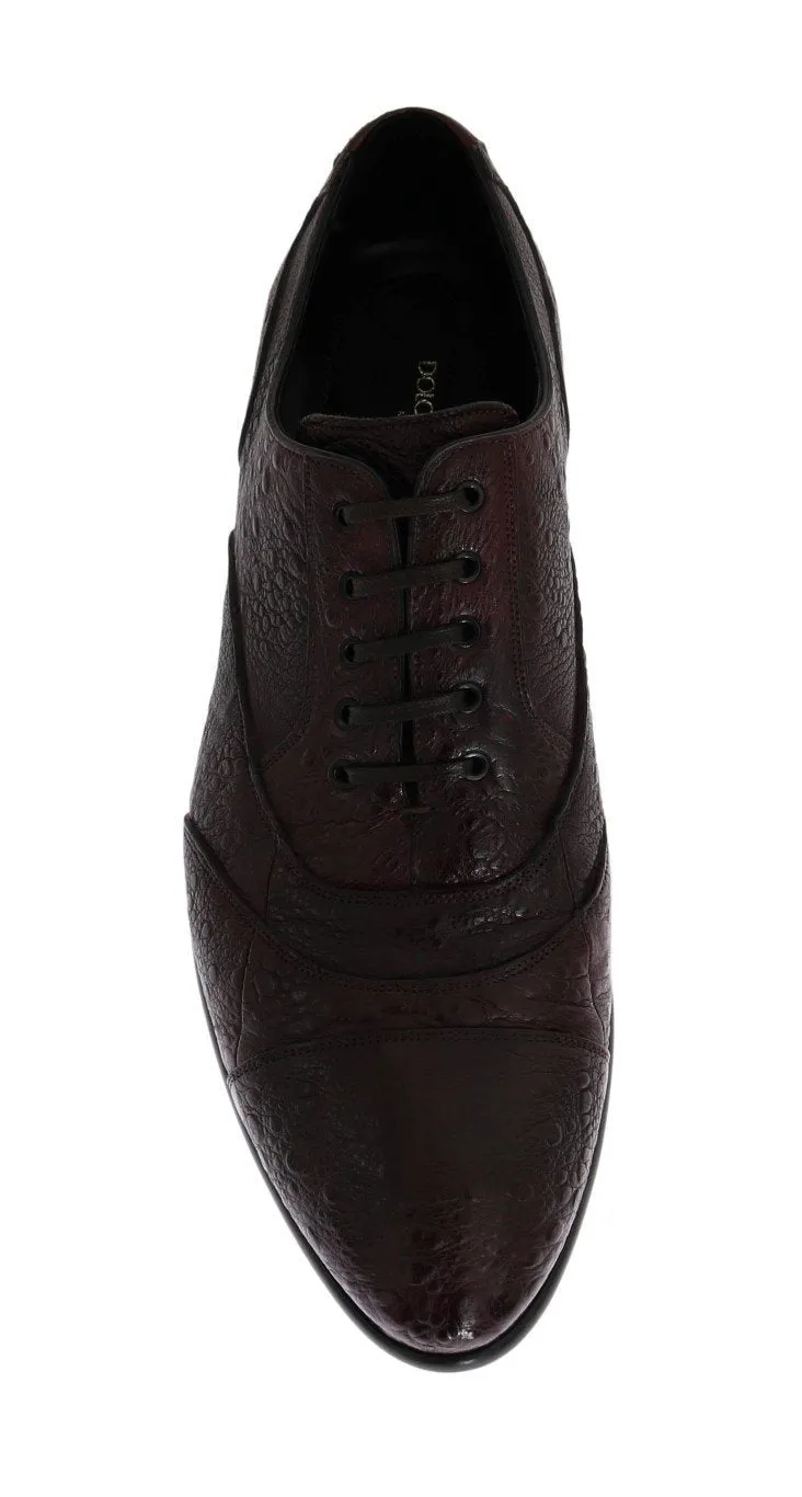 Bordeaux Frog Skin Leather Derby Shoes