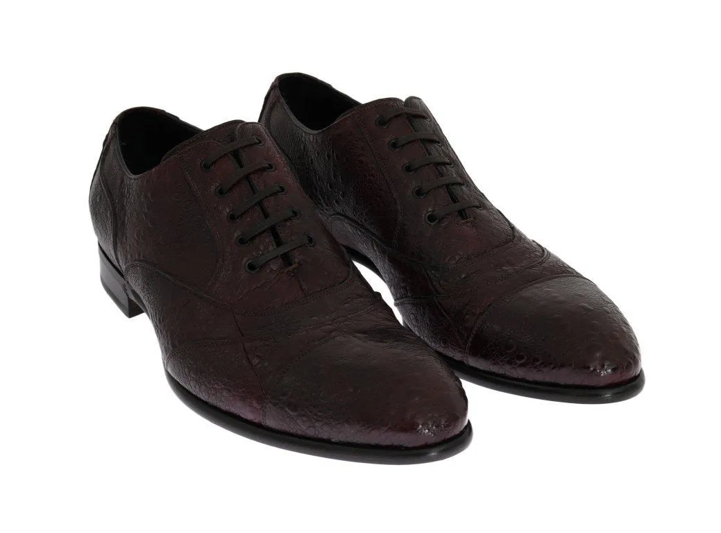 Bordeaux Frog Skin Leather Derby Shoes