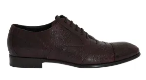 Bordeaux Frog Skin Leather Derby Shoes