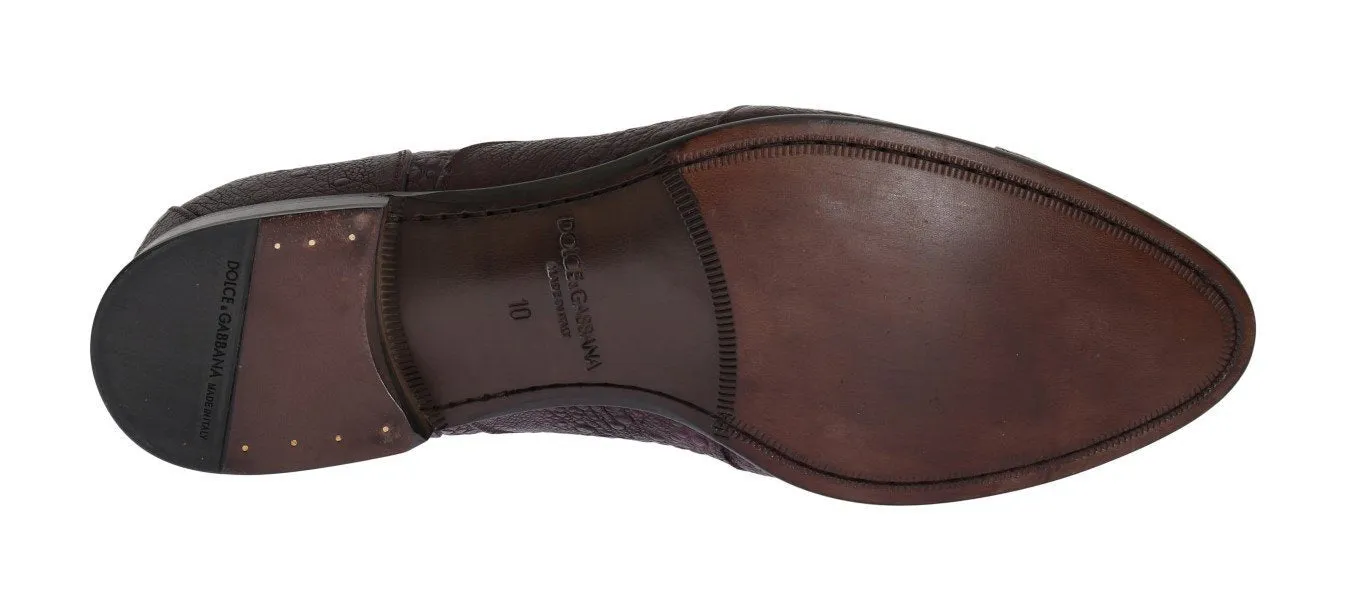 Bordeaux Frog Skin Leather Derby Shoes
