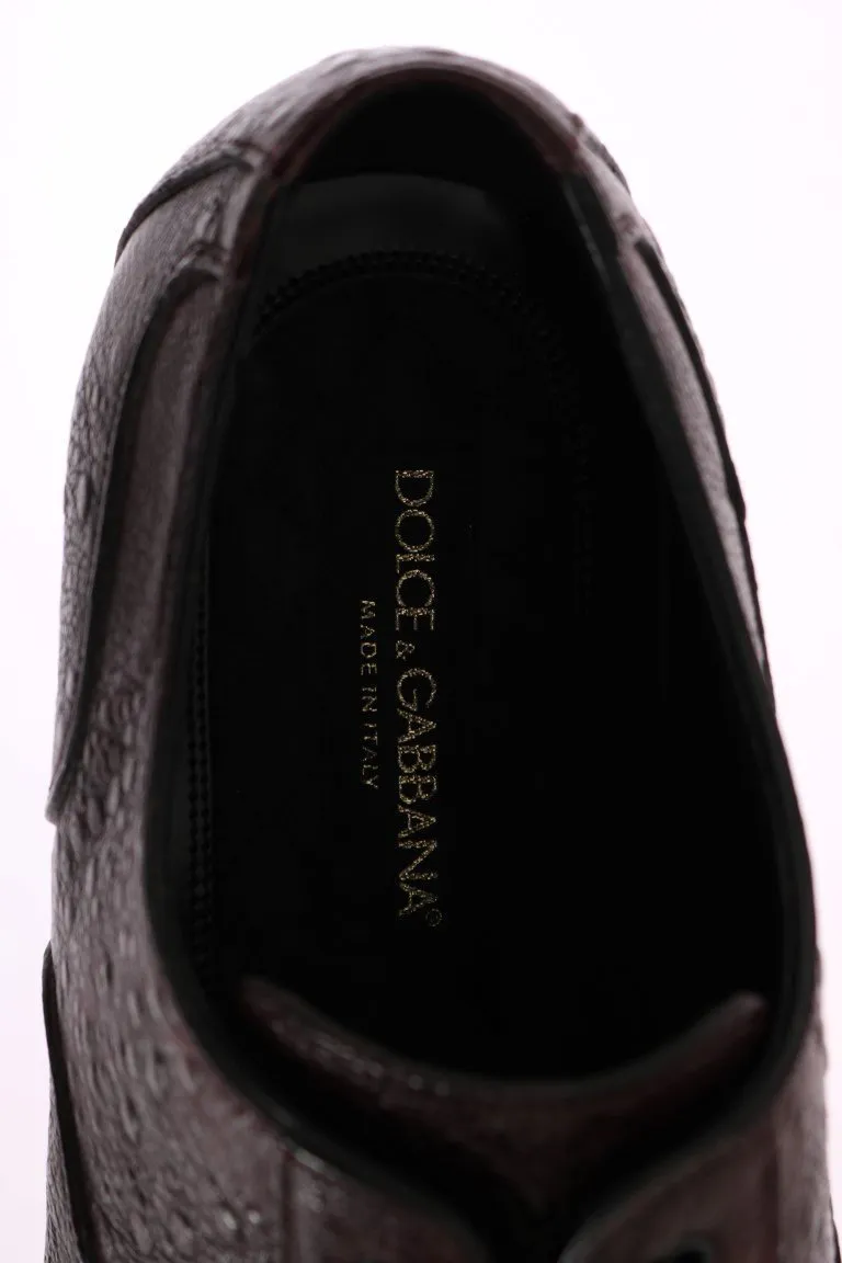 Bordeaux Frog Skin Leather Derby Shoes