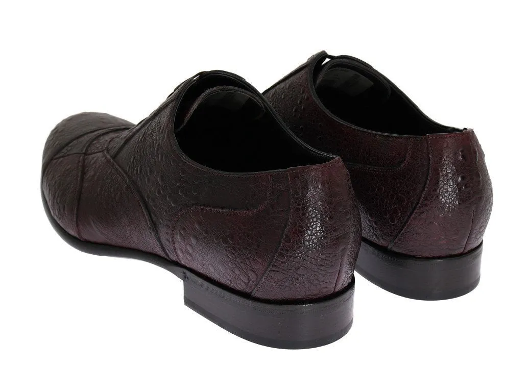 Bordeaux Frog Skin Leather Derby Shoes