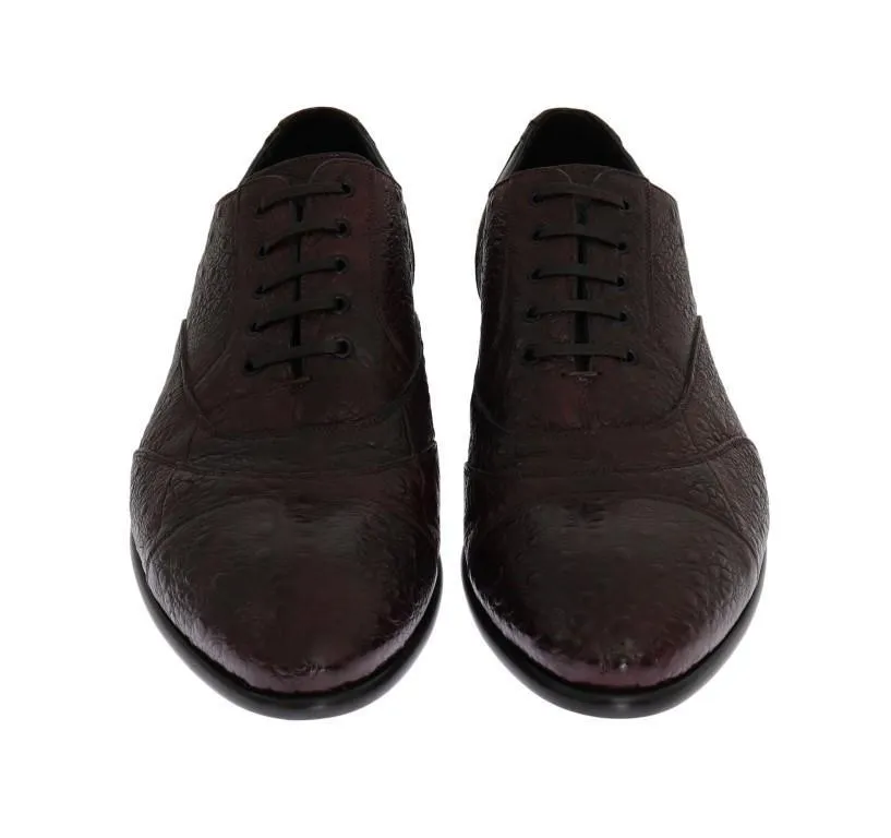 Bordeaux Frog Skin Leather Derby Shoes