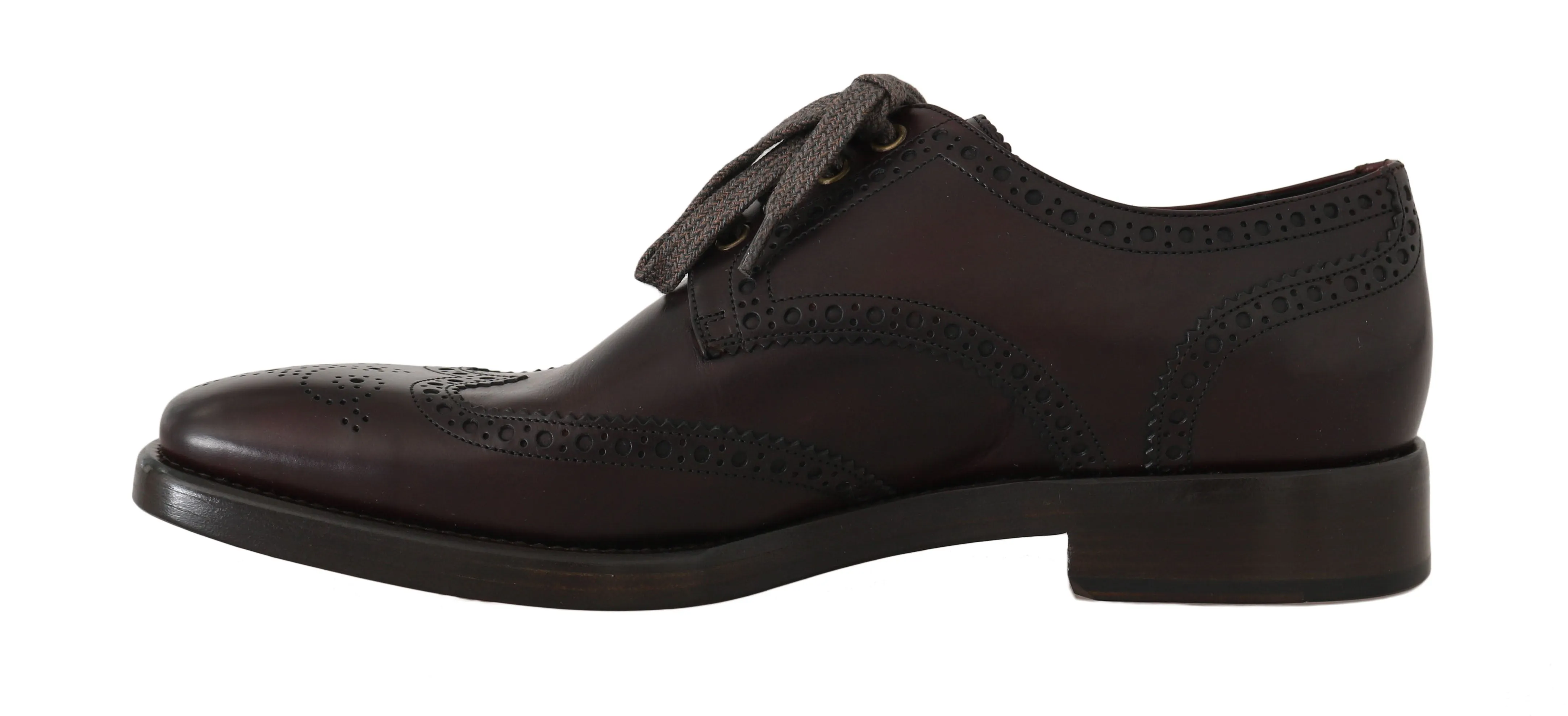 Bordeaux Leather Derby Wingtip Oxford Shoes