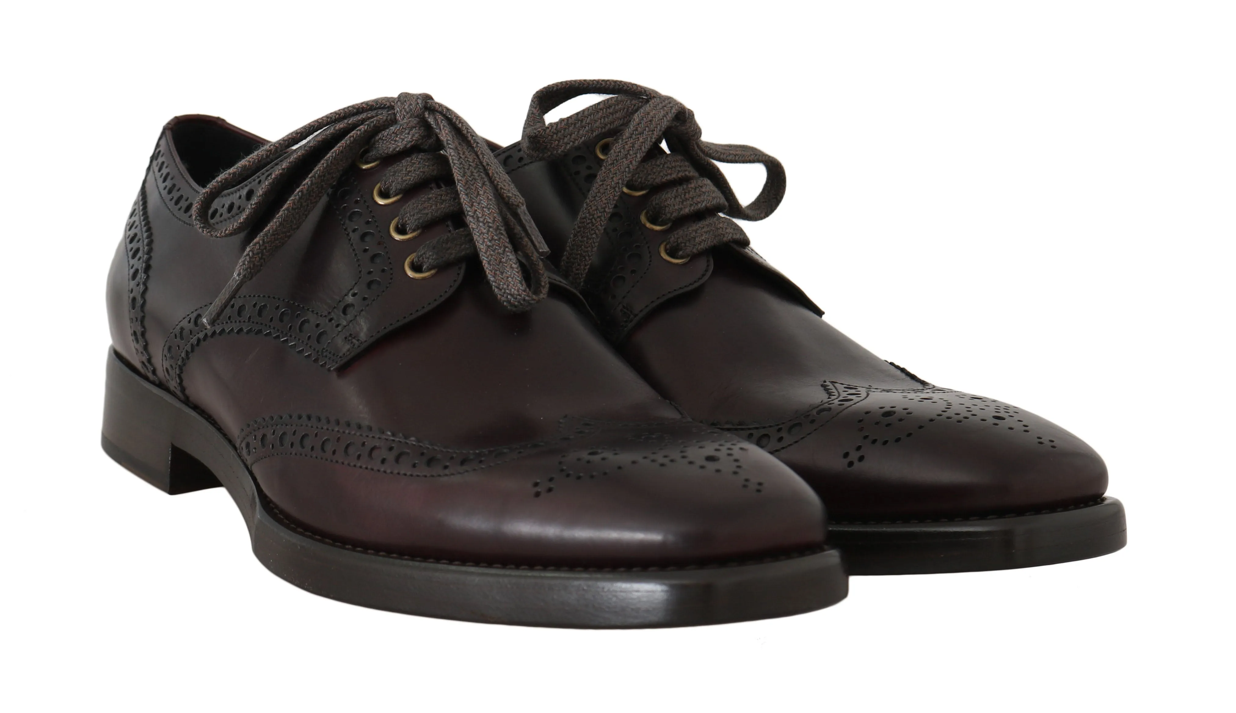 Bordeaux Leather Derby Wingtip Oxford Shoes