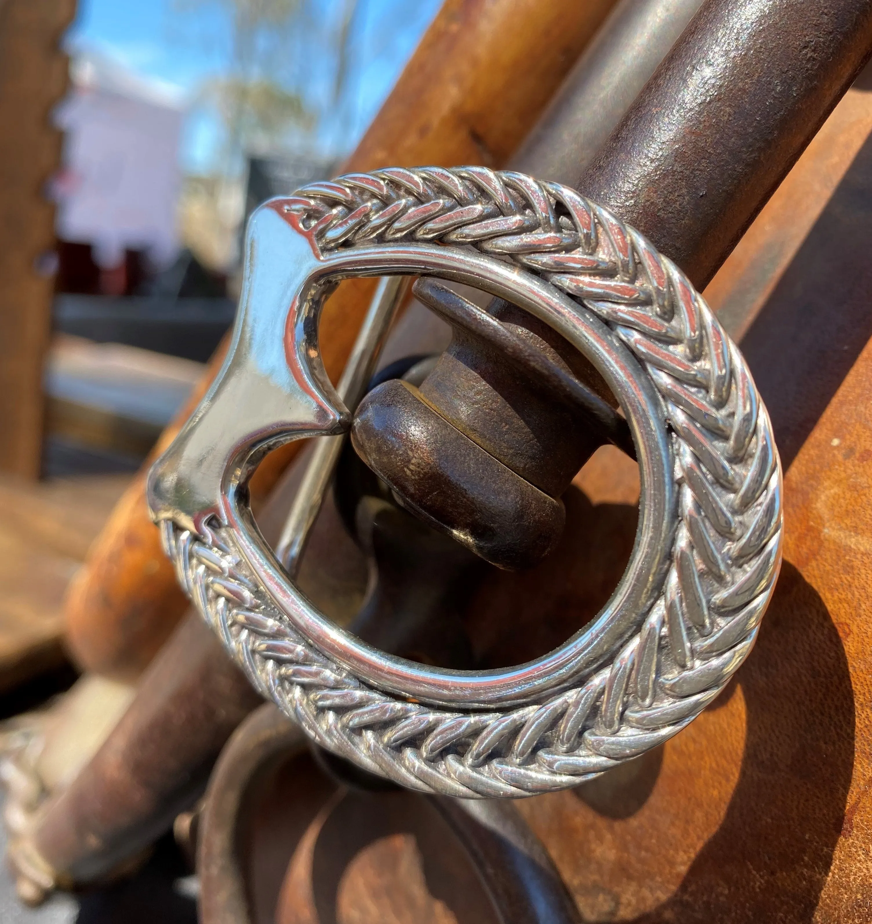 Braided Bar Shoe Buckle, Sterling Silver
