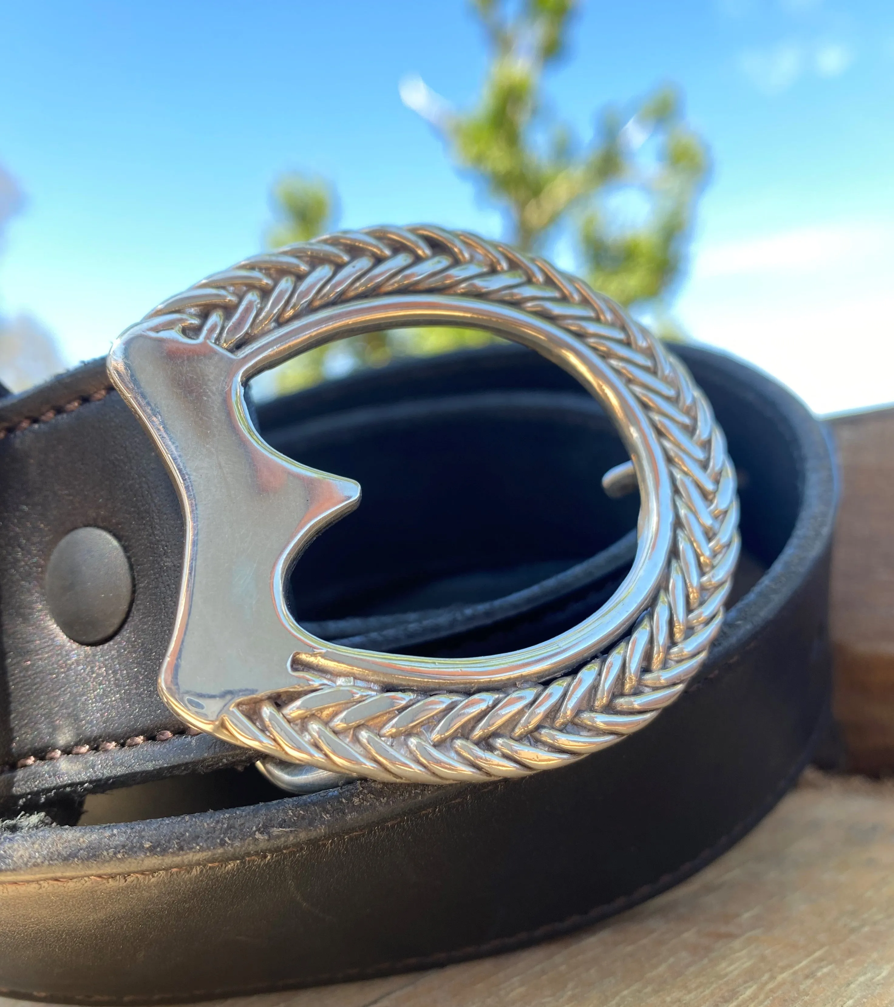 Braided Bar Shoe Buckle, Sterling Silver