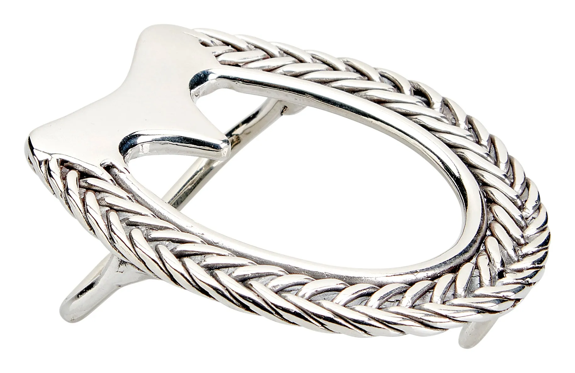 Braided Bar Shoe Buckle, Sterling Silver