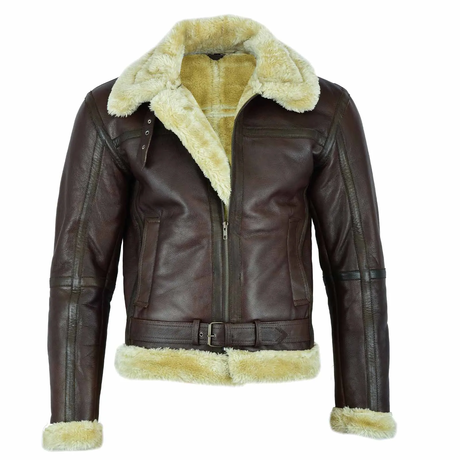 Brown Aviator Bomber Leather Jacket