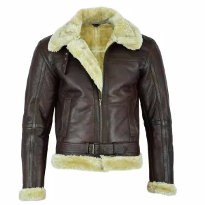 Brown Aviator Bomber Leather Jacket