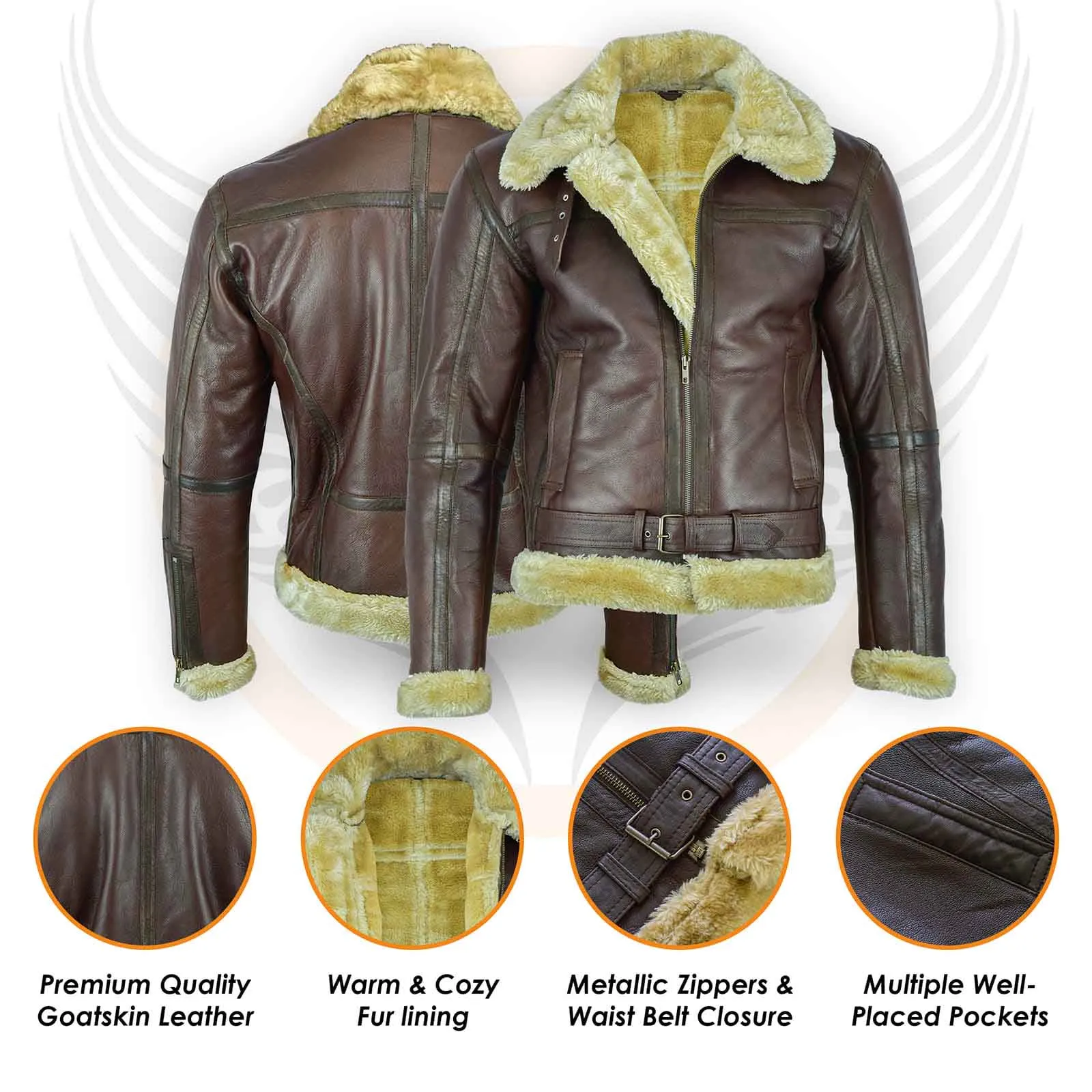 Brown Aviator Bomber Leather Jacket