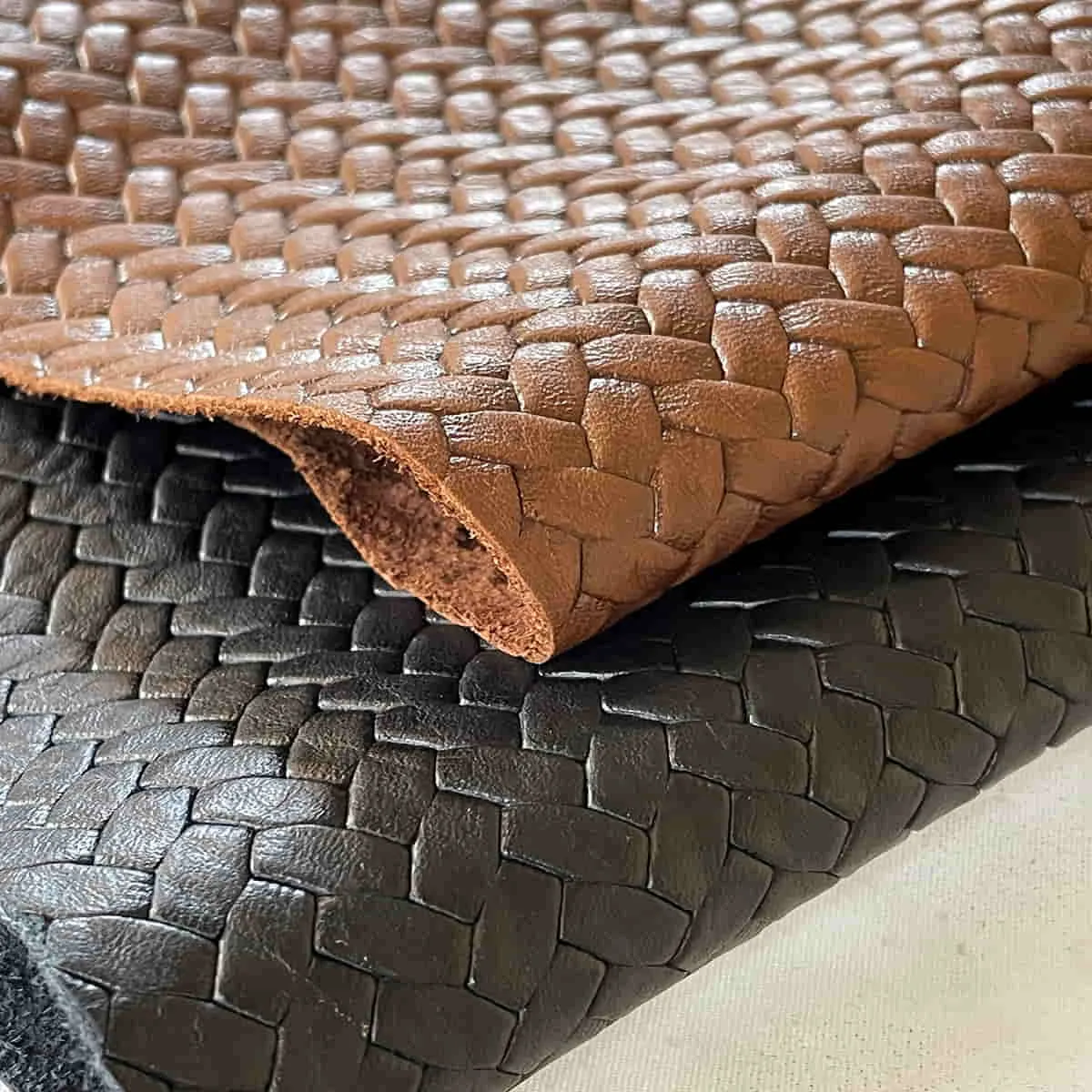 Brown Woven Pattern Leather