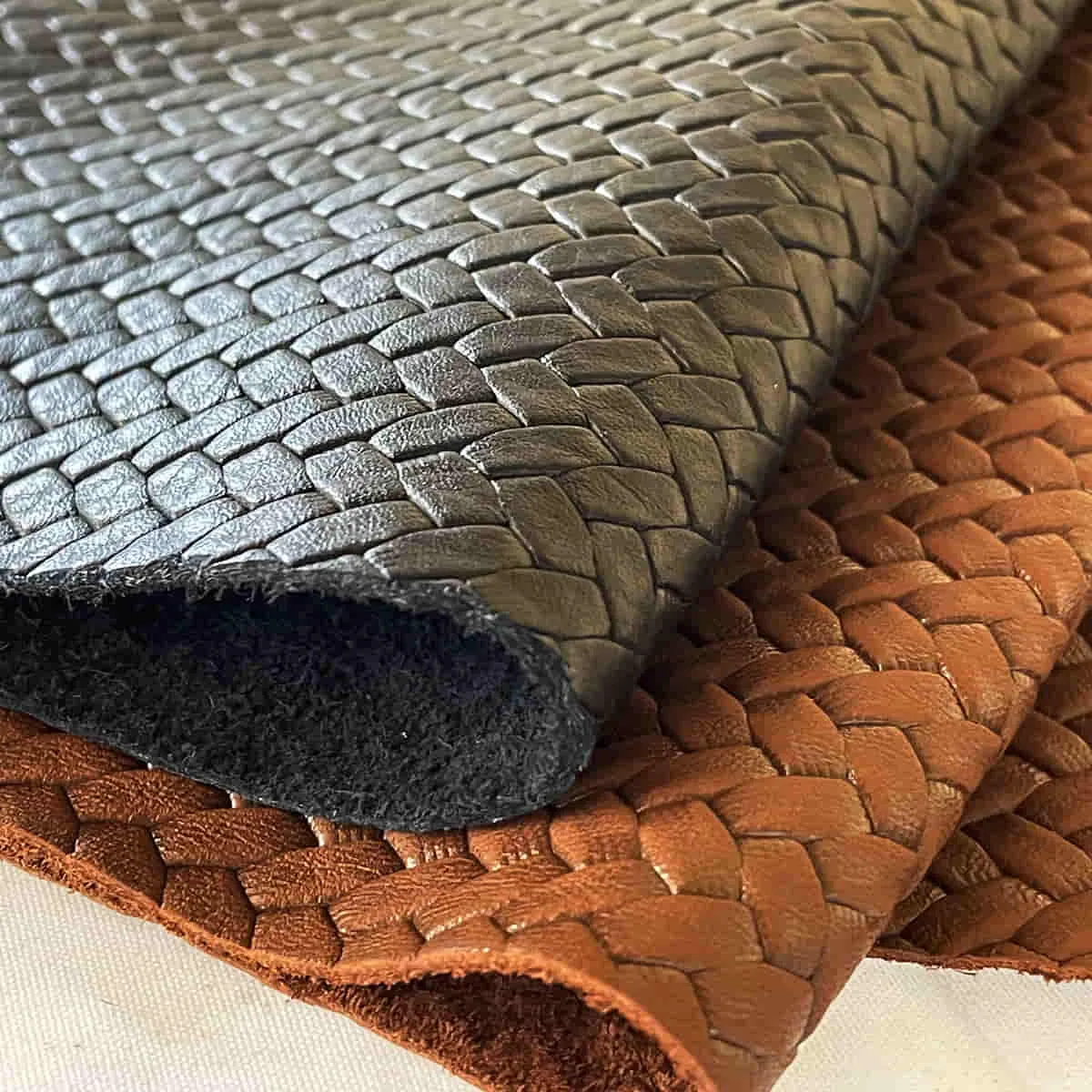 Brown Woven Pattern Leather
