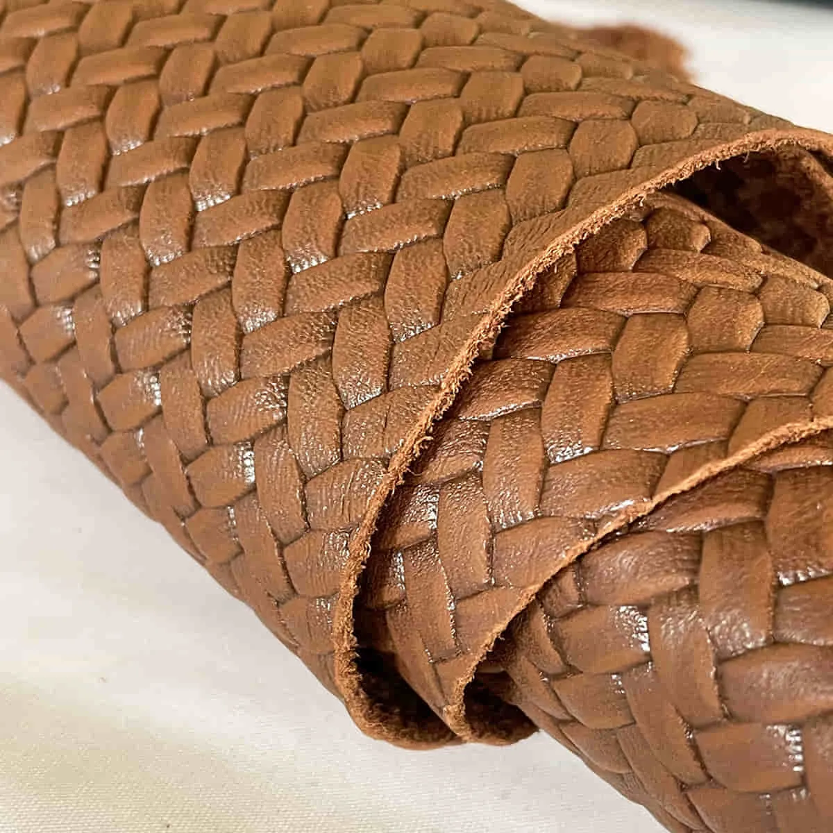 Brown Woven Pattern Leather