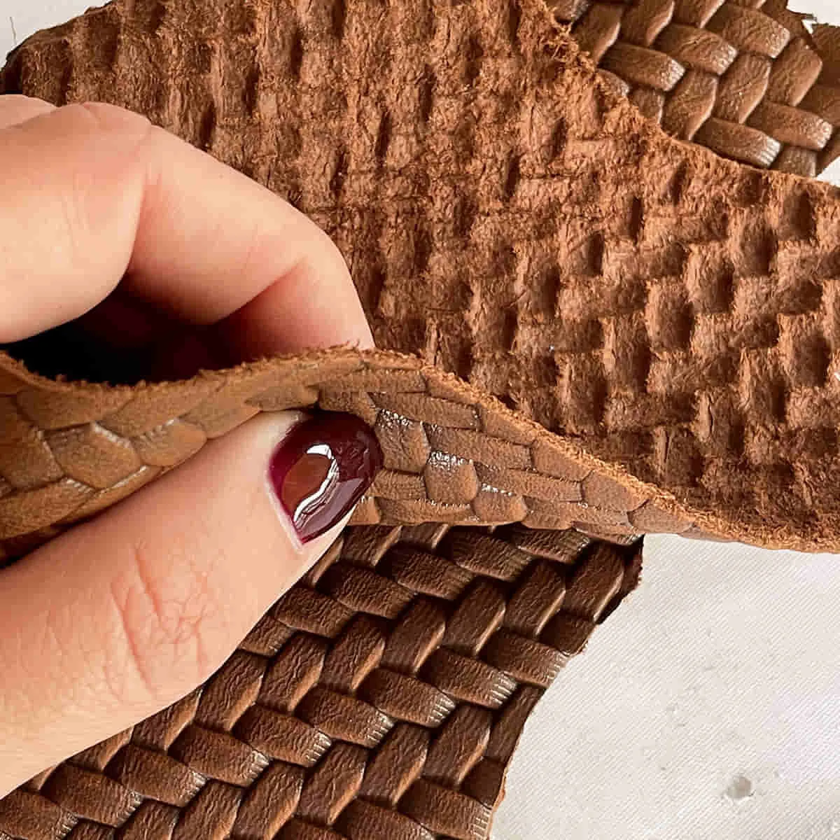 Brown Woven Pattern Leather