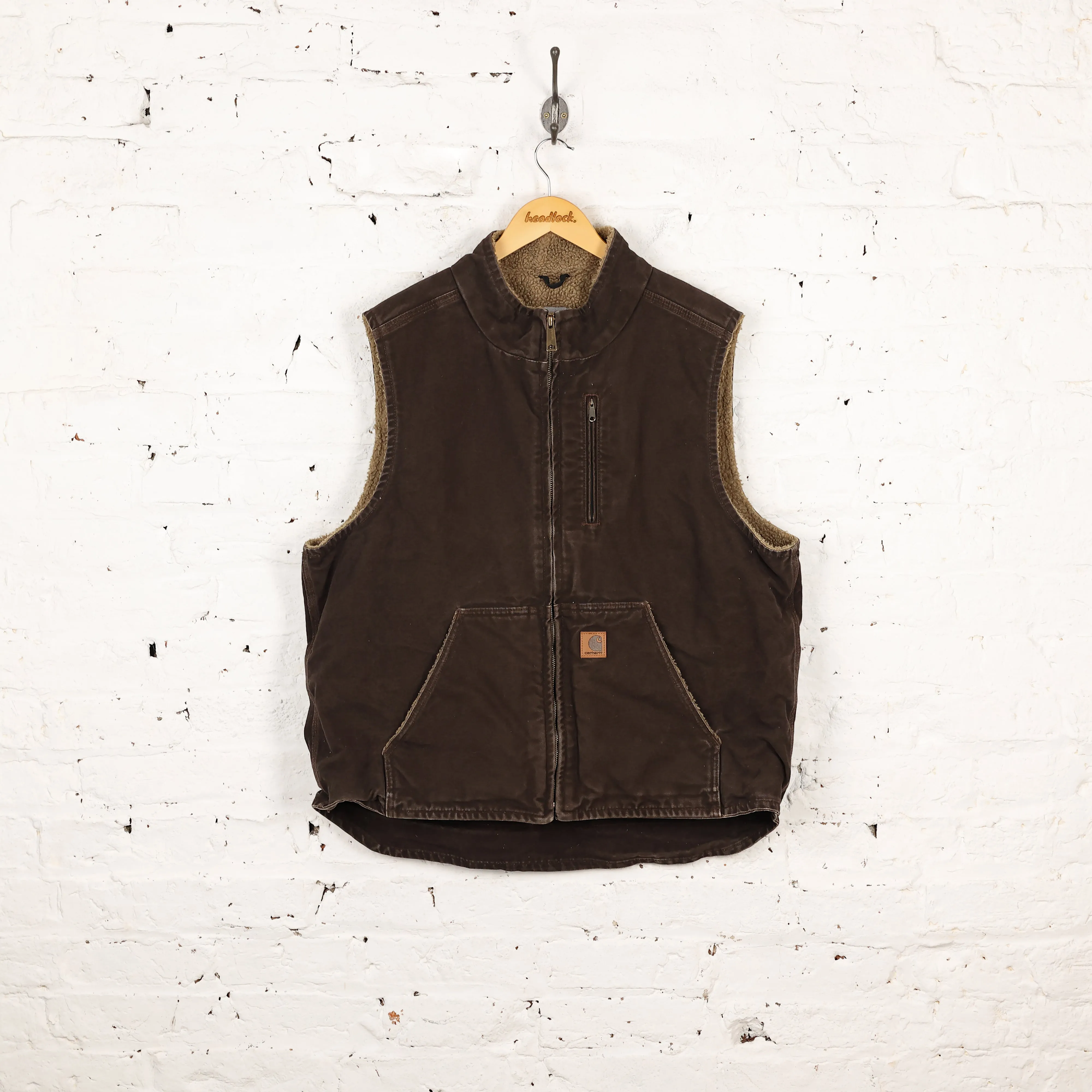 Carhartt Fleece Lined Gilet Bodywarmer Jacket - Brown - XL