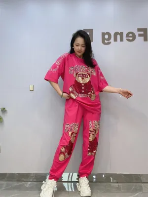 Cartoon 2PCS Knitted Set Cotton Two Piece